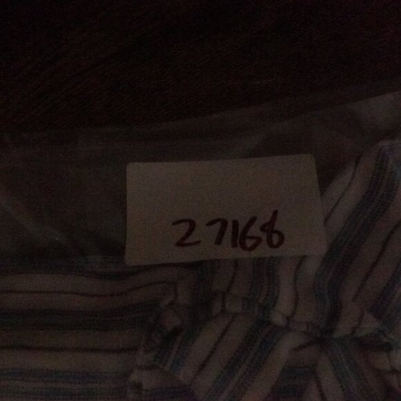 J.Jill Love Linen Blouse Women Small Striped White Blue Pop Over 1/4th Button - Picture 11 of 11